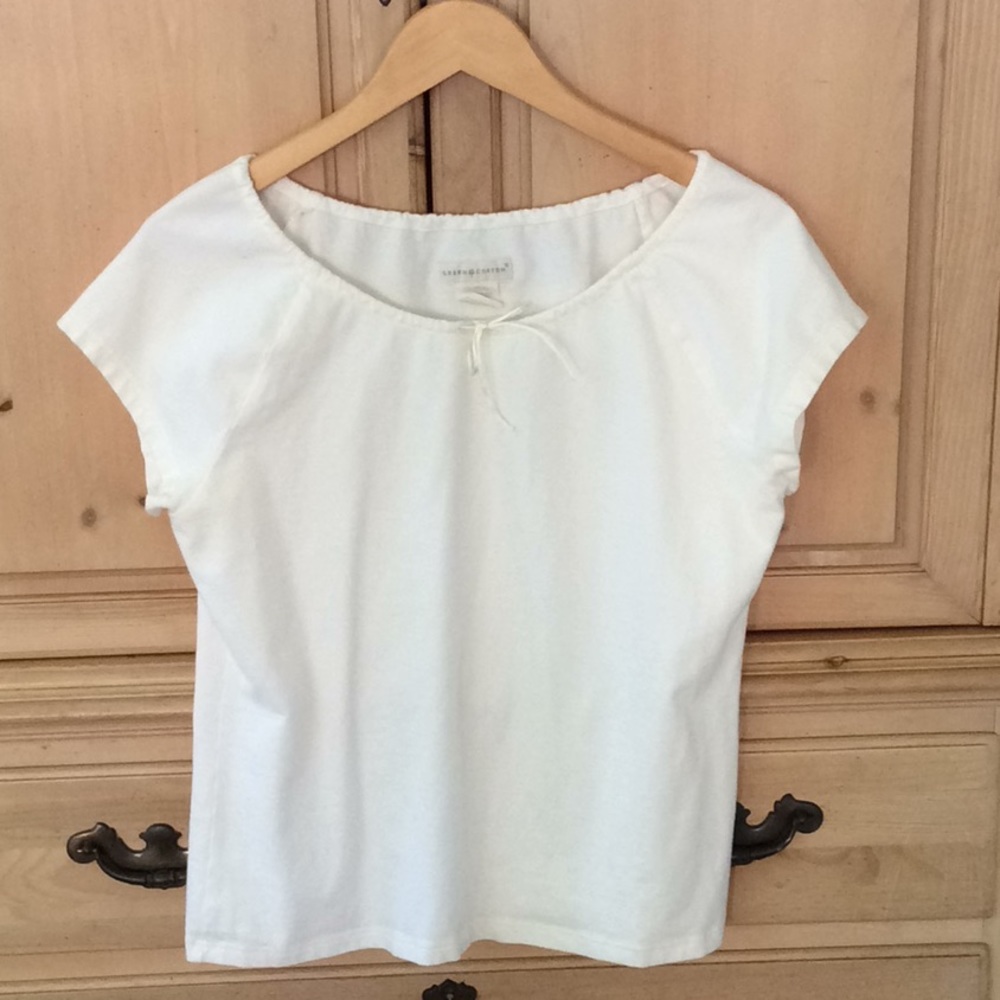 Green Cotton Cap Sleeve Bow Tie T-shirt - Medium